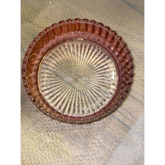 Pink Raspberry Glass  Round Candy Dish/Bowl Scalloped Edge 5.5” - Picture 5 of 8